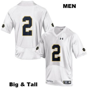 Notre Dame Fighting Irish Men's Jordan Genmark Heath #2 White Under Armour No Name Authentic Stitched Big & Tall College NCAA Football Jersey WLR5399TZ